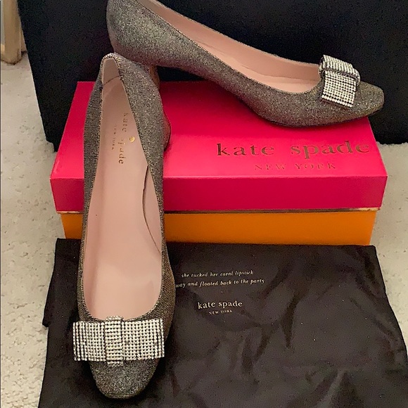 Kate Spade Dina Crystal Bow Block Heels